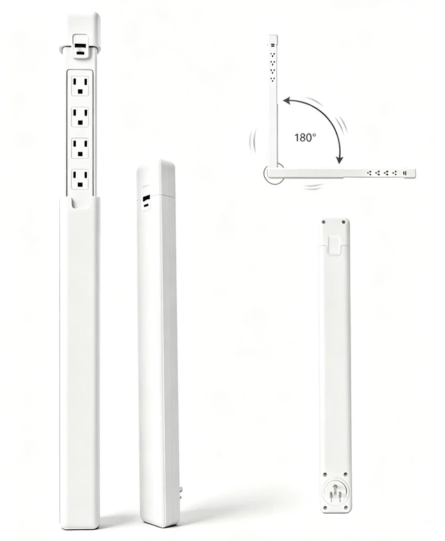 Main image of Outlet Extender, Telescopic 4 AC Outlets USBA & USBC Surge Protector | 180° Rotation, Tool-Free No Drill Setup, Slim for Tight Furniture Gaps, 6-in-1 PD 20W Fast Charging, Flat Fire Retardant Body
