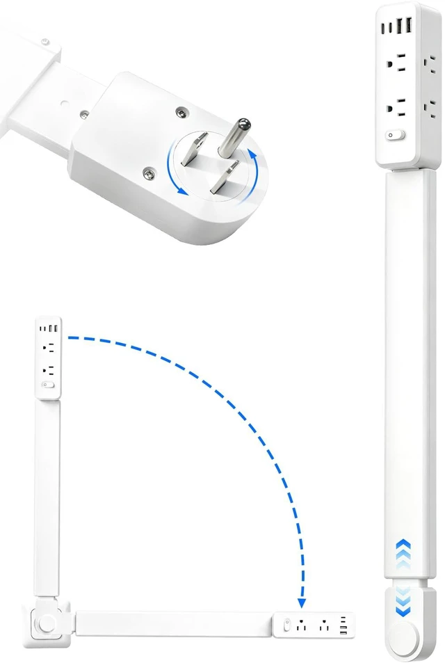 Main image of Outlet Extender Stick360° Rotating, 23"35" Adjustable | 6 AC Outlets, 2 USB-A & 2 USB-C Ports, Overload Protection, Hard-to-Reach Outlets Behind Sofas, Beds & Desks