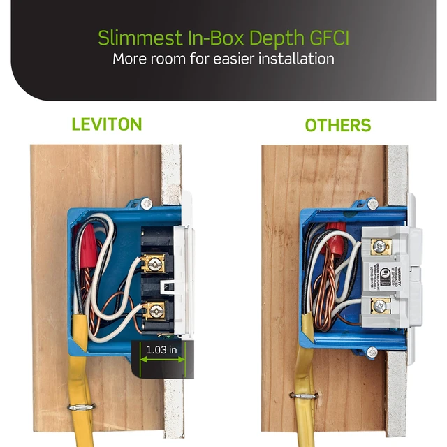 Alt view image 7 of 7 - Leviton 15A-125V Extra-Heavy Duty Hospital Grade Tamper-Resistant Duplex Self-Test GFCI Receptacle, 15-Amp, GFTR1-HGW, White