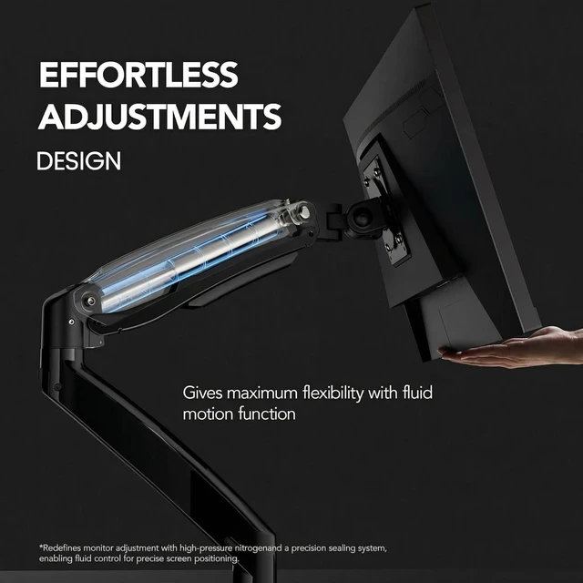 Alt view image 5 of 7 - HUANUO Dual Monitor Stand for 1340, Premium Dual Monitor Mount with USB, Height Adjustable Monitor Stand for 2 Monitors, VESA Mount with Clamp/Grommet Base, Holds 26.4lbs per Arm, HNDS7