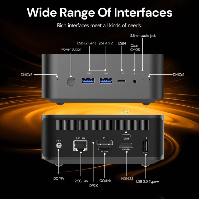 Alt view image 4 of 7 - Reatan AI Oculink Mini Barebone PC AMD Ryzen 7 255 (8C/16T Upgraded 8745HS) Radeon 780M NO SSD & NO RAM & NO OS 8K Quad-Screen Display Desktop Gaming Mini Computers WiFi 7 BT:5.4 Built-in Speaker