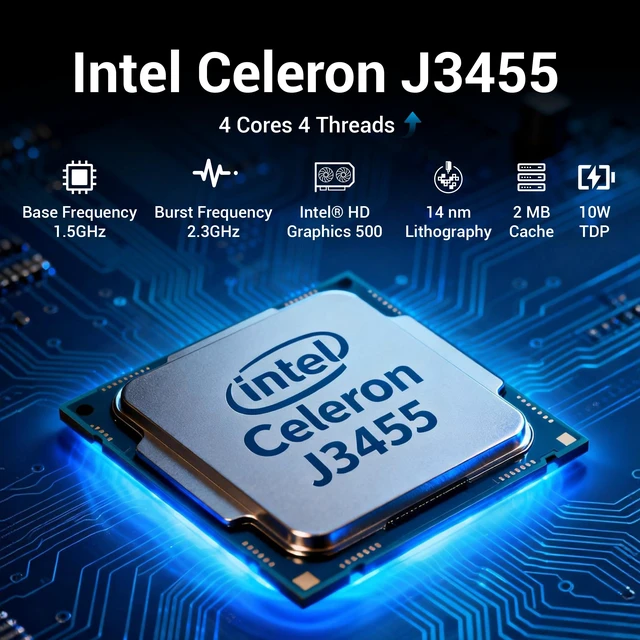 Alt view image 3 of 7 - Mini PC Stick Fanless, Micro Desktop Computer Win 10 Celeron J3455, 4GB RAM 64GB eMMC, Gigabit Ethernet, 4K@60Hz Output, WiFi BT 5.0 for Industrial IOT, Business, Office & Digital Signage