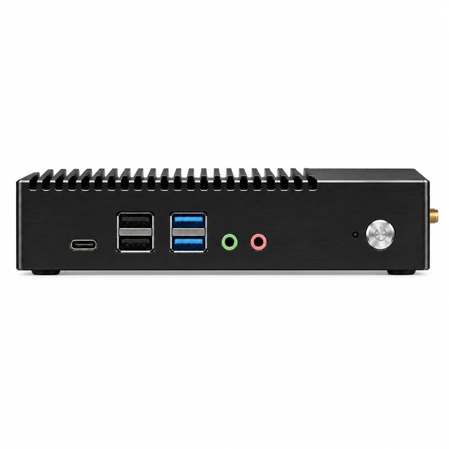 Alt view image 2 of 6 - HKAIOT Fanless Mini PC, AMD 6400T Quad-Core, Industrial Small Compute, Dual Display, Gigabit Ethernet, Wi-Fi, Blue-Tooth, USB 3.0, Fanless Mini Desktop PC, 4GB RAM 64GB SSD