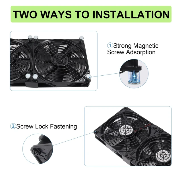 Alt view image 5 of 7 - 6x140mm PC Vent Cooling Fans with Magnetic Screws Kits and Adjustable Speed | Flexible 840mm 33.07inch Multi-Fan Cooling Fan Set with Magnetic Screws for Cabinet, Server, GPU Mining Rig, Chicken Coop
