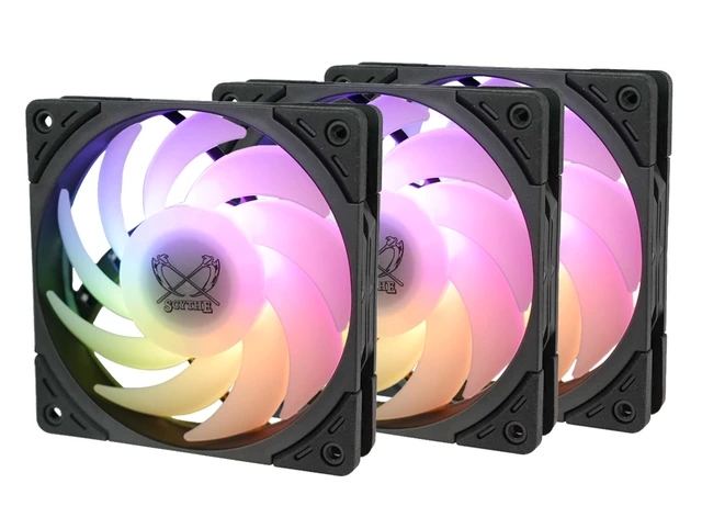 Alt view image 2 of 7 - Scythe Wonder Tornado 120mm ARGB Computer case Fan for Gaming and Performance Build,12V 4pin Power, 3pin ARGB Lighting, 25mm Thickness, PBT Material, 2500RPM, 3-Pack