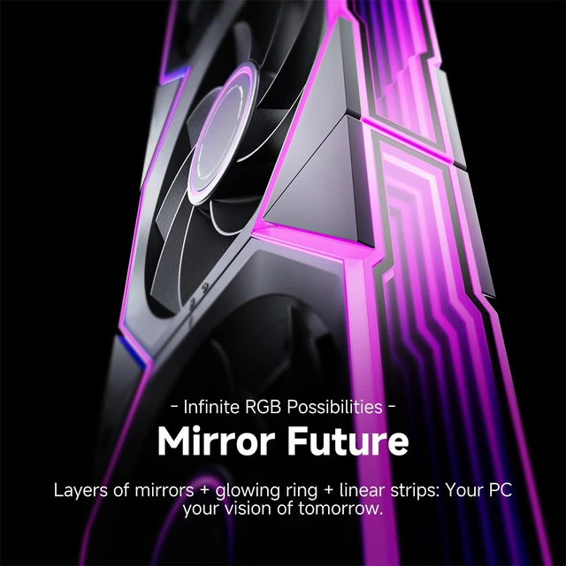 Alt view image 4 of 7 - AsiaHorse Nyota Ultra 120mm PC Case Fan - Space-Inspired Design (Infinity Mirror + RGB Ring), 9 Blades 58.5 CFM, Modular Build, Ultra-Quiet Silicone Pads, PWM Control-Quiet Hydro Bearing