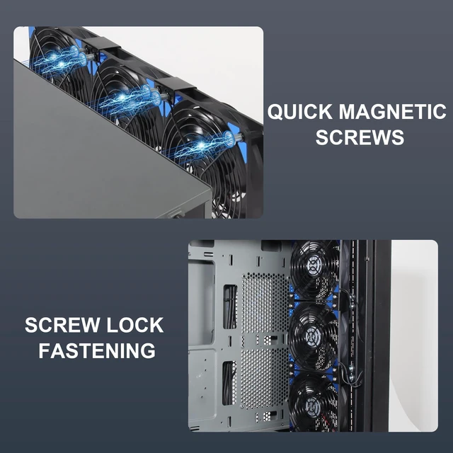 Alt view image 5 of 7 - 120mmx6 720mm Adjustable PC Ventilation & Exhaust Fan with Speed Controller | High Airflow Magnetic Installation Industrial Fan Multi Configurations for Server Rack GPU Mining Cabinet Attic Greenhouse
