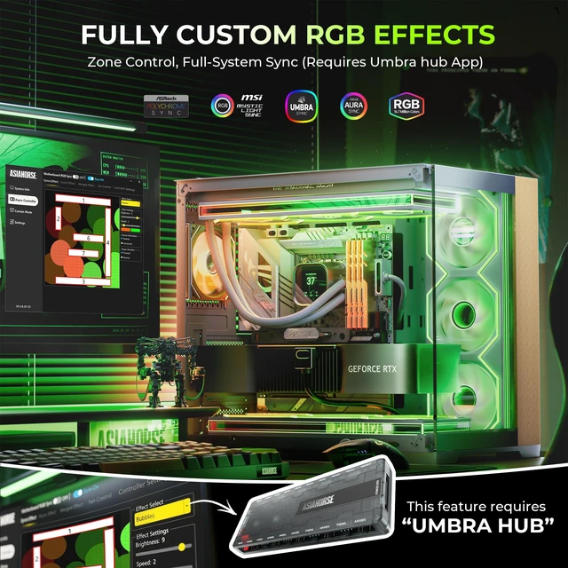Alt view image 4 of 7 - Asiahorse Matrix Pro 360mm Integrated ARGB Case Fan, 3-Zone Controlled 3D Curved Infinite Mirror Light, Low Resistance 2-Support Frame Hydraulic PWM Fan for 360mm PC Liquid Cooling & Gaming Chassis