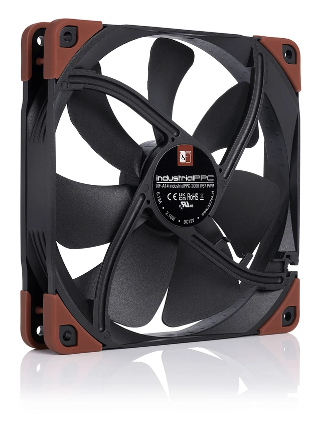 Alt view image 2 of 7 - Noctua NF-A14 iPPC-2000 IP67 PWM, High-End Industrial Fan 140mm | Heavy Duty High Airflow 25mm Thick Fan, for Extreme Environments, Certified Water and Dust Protection, 2000rpm 4-Pin PWM