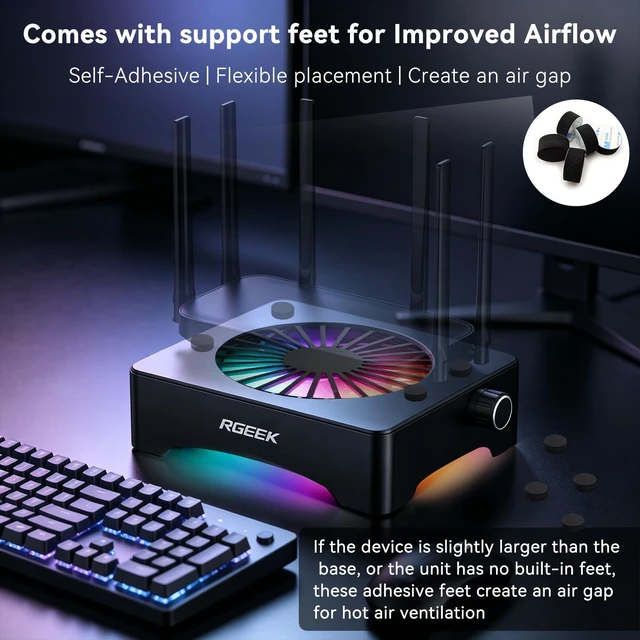 Alt view image 6 of 7 - Quiet USB Computer Fan, RGB Mini PC Cooling Fan Base, with Speed Controller | Aluminum RGB 120mm USB PC Cooler Fan for Mac Mini PC, NUC, Router, Receiver, DVR, Xbox, TV Box, Modem