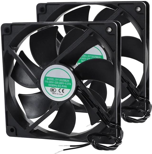 Main image of XY12025B2H EC High Air Volume Boosting Cooling Fan, 110-240V~220-240V 2PCS | XY-12025B2H 12025 Axial Flow Waterproof Cabinet Case Fan Replacement Parts, 50/60Hz, 0.07A, Size: 120×120×25mm