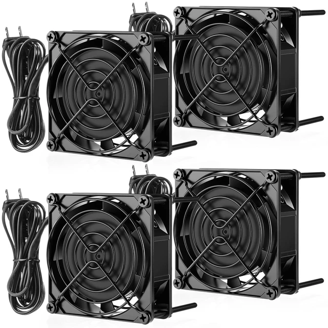 Main image of Glooglitter 4 Pack 120v Ac Cooling Muffin Fans, Exhaust Fans, 80mm | Waterproof Design, 18w High Speed Cooling, 50, 000 Hour Lifespan, Ideal for Ventilation, Equipment and DIY Projects