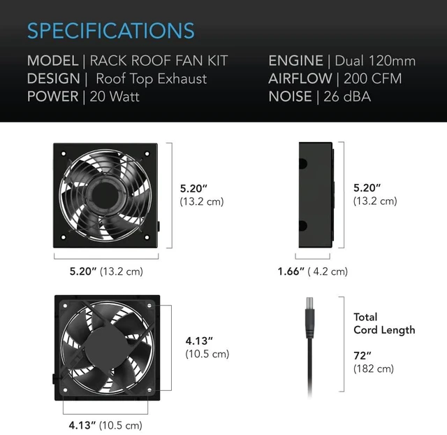 Alt view image 6 of 7 - AC Infinity Rack Roof Fan Kit, Quiet Dual-Fans with Speed Controller | Heavy-Duty Steel Frame, Dual-Ball Bearings, Backup Memory, For Cooling Ventilation AV, Home Theater, Network 19 Racks