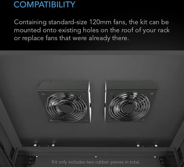 Alt view image 5 of 7 - AC Infinity Rack Roof Fan Kit, Quiet Dual-Fans with Speed Controller | Heavy-Duty Steel Frame, Dual-Ball Bearings, Backup Memory, For Cooling Ventilation AV, Home Theater, Network 19 Racks