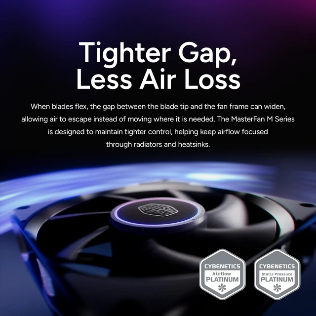 Alt view image 5 of 6 - Cooler Master MasterFan M140 Case Fan, High Static Pressure, LCP Blades | 140mm Fan Size, High Static Pressure, LCP Blades, Magnetic Dynamic Bearing, PWM Quiet Cooling, Aluminum Frame