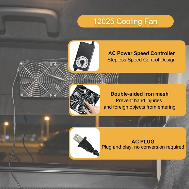 Alt view image 2 of 4 - YOWEE BREEZE Computer Fan 3 x 120mm 12V Big Airflow Brushless Cooling Fan | AC 100V - 240V Speed Control Axial Fan, for Cabinet Computer Case Chassis Server Workstation Amplifier Pet Box Cooling