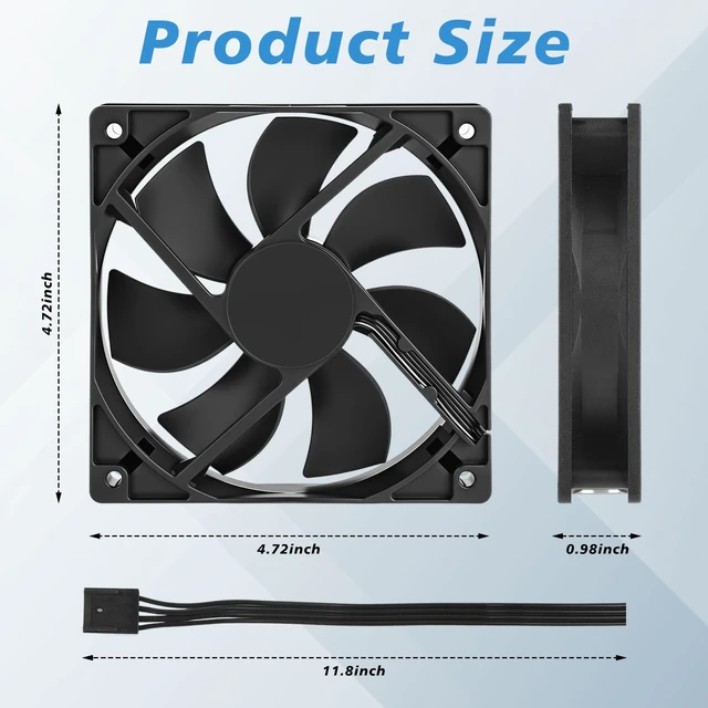 Alt view image 2 of 7 - Glooglitter 12 Pack 120mm PC Case Fans 4pin, 3000 RPM Cooling CPU | High Airflow for CPU Coolers, Radiators, Double Ball Bearing Design, Low Noise Operation, Long Lifespan for Gaming Pcs