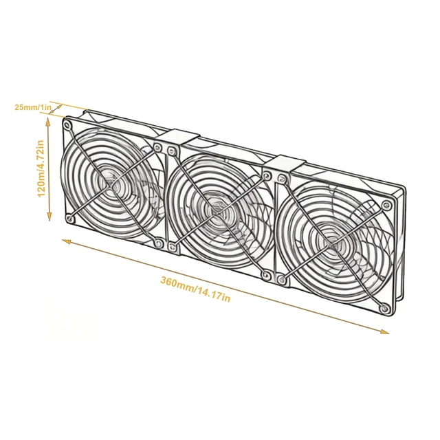 Alt view image 3 of 4 - YOWEE BREEZE Computer Fan 3 x 120mm 12V Big Airflow Brushless Cooling Fan | AC 100V - 240V Speed Control Axial Fan, for Cabinet Computer Case Chassis Server Workstation Amplifier Pet Box Cooling