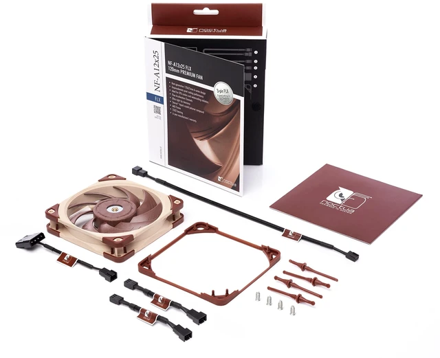 Alt view image 4 of 7 - Noctua NF-A12x25 FLX, High-Performance Quiet Fan 120mm | High Airflow & Static Pressure Low Noise 25mm Thick Fan for Heatsinks and Radiators, 3 Speed Settings 2000/1700/1350rpm 3-Pin