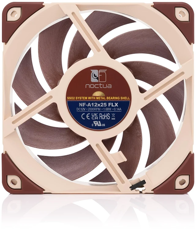 Alt view image 3 of 7 - Noctua NF-A12x25 FLX, High-Performance Quiet Fan 120mm | High Airflow & Static Pressure Low Noise 25mm Thick Fan for Heatsinks and Radiators, 3 Speed Settings 2000/1700/1350rpm 3-Pin
