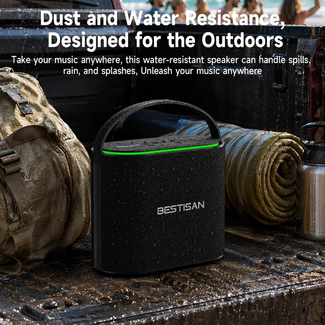 Alt view image 6 of 7 - BESTISAN Bluetooth Speaker, 2.1CH 90W Stereo Sound, Built-in 50W Subwoofer, Upgraded 7 RGB Lights, TWS, 15H Play Portable Speaker, Deep Bass, Hands-Free Calling for Party, Camping, Travel, Garage