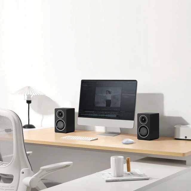 Alt view image 6 of 7 - 2.1 Computer Speakers with Subwoofer, 100W RMS, Bluetooth 5.3, Black | A 6.5-inch subwoofer, wood cabinets and silk dome tweeters. AUX/RCA, optical and coaxial inputs for PCs, TVs and turntables.