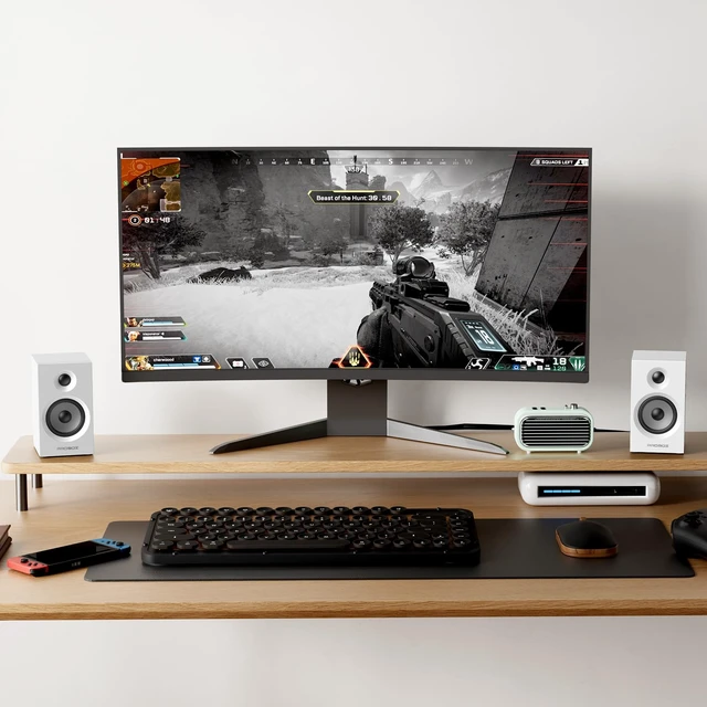 Alt view image 6 of 7 - Probox Powered Bookshelf Speakers HiFi Computer Gaming Monitors with Bluetooth 5.3 & 24-Bit USB DAC Stereo Speaker PC Speakers 3.5" Woofer,1" Silk Dome Tweeter, Adjustable Bass/Treble BT16 - White
