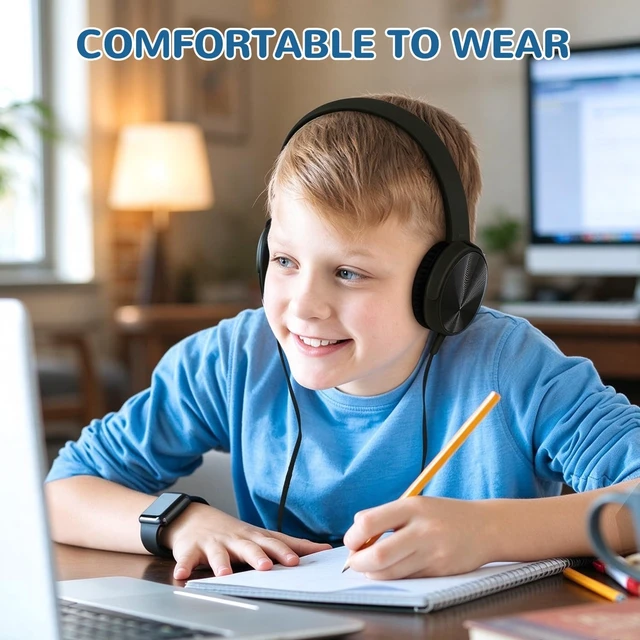 Alt view image 6 of 7 - Ladont 10 Pack Bulk Headphones for Classroom, Kids Wired Headphone for Students School K-12, Affordable Classroom Headphones, On-Ear with 3.5mm Plug(Black)