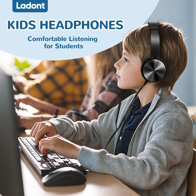 Alt view image 4 of 7 - Ladont 10 Pack Bulk Headphones for Classroom, Kids Wired Headphone for Students School K-12, Affordable Classroom Headphones, On-Ear with 3.5mm Plug(Black)