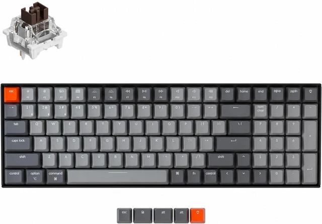 Main image of Keychron K4 96% Layout 100 Keys Wireless Bluetooth 5.1/Wired USB Mechanical Gaming Keyboard with Keychron Apex Brown Switch White LED Backlight N-Key Rollover for Mac Windows PC-Version 2