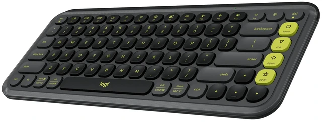 Main image of Logitech POP ICON Keys Wireless Bluetooth Keyboard - Graphite and Green | Colorful, compact, quiet keyboard with 4 extra customizable Action Keys, connect up to 3 devices via Easy-Switch keys, PC/Mac