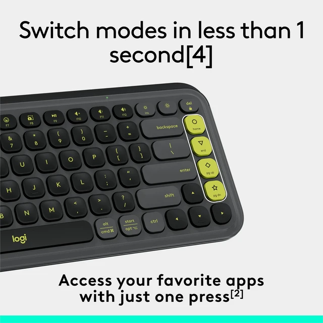 Alt view image 5 of 7 - Logitech POP ICON Keys Wireless Bluetooth Keyboard - Graphite and Green | Colorful, compact, quiet keyboard with 4 extra customizable Action Keys, connect up to 3 devices via Easy-Switch keys, PC/Mac