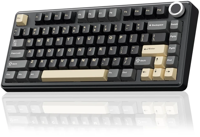 Main image of SOLAKAKA A75 75% Wireless Gaming Keyboard with Multifunction Knob, Black | Mechanical Keyboard with 2.4GHz/BT5.0/USB-C, Gasket Structure, Hot-Swappable, Creamy Linear Switches, RGB for Win/Mac/PC