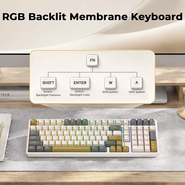 Alt view image 6 of 7 - Redragon K528 Wireless Gaming Keyboard Bluetooth Computer Keyboards Creamy Cute with Number Pad RGB Backlit Tri-Mode BT/2.4GHz/USB-C, 4000mAh Battery for Win/MAC- Dusty Olive