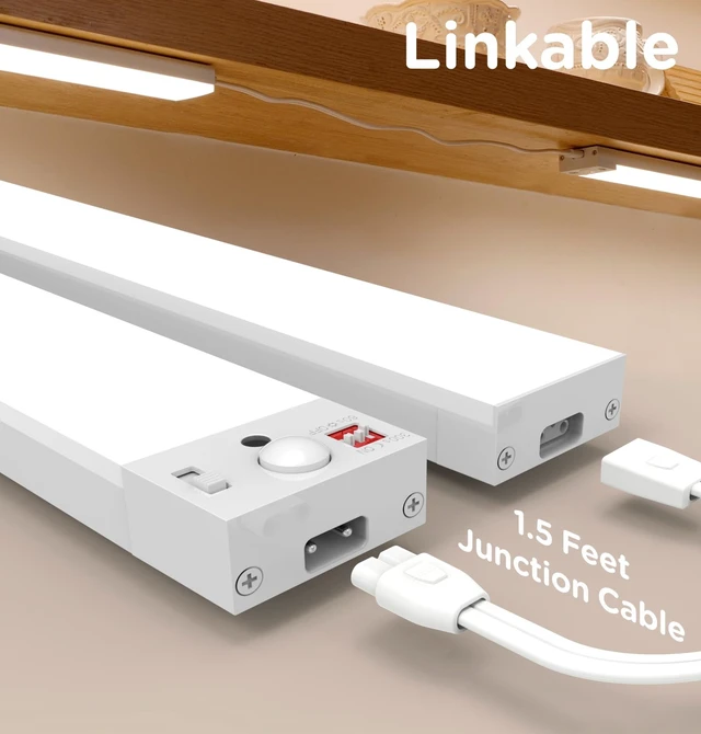 Alt view image 2 of 7 - Mscals Under Cabinet Lighting Plug in, AC120V 3CCT 3000/4000/5000K Motion Sensor Light Indoor with Timer, Super Bright Linkable LED Counter Light for Kitchen, Closet, White 36 Inch, 1Pack