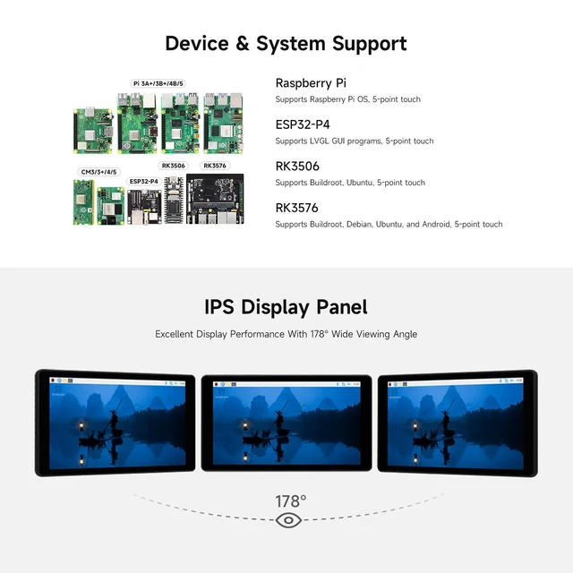 Alt view image 4 of 7 - Waveshare 5inch DSI Capacitive Touch Display, Compatible with Raspberry Pi 5/4B/3B+/3A+, 720 × 1280, IPS, Optical Bonding Toughened Glass Panel, DSI Interface, 5-Point Touch, Aluminum Alloy Case