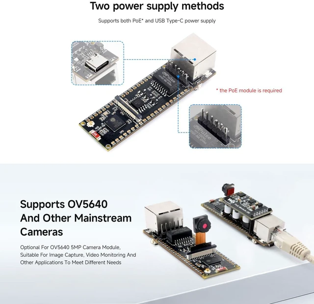 Alt view image 7 of 7 - ESP32-S3 ETH Development Board, 10/100Mbps RJ45 Ethernet Port, Wi-Fi & BT Support, 240MHz Dual Core Processor, Onboard Type-C Port and TF Card Slot, PoE Module