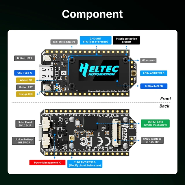 Alt view image 7 of 7 - Reeseephelte 2Set Meshtastic LoRa V4 Development Board with Case | ESP32-S3+SX1262 LoRa Module, 3000 mAh Battery With Case, 28dbm, Support GPS Solar, Compatible with Meshtastic and LoRaWAN