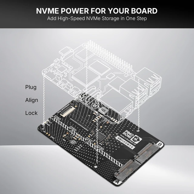 Alt view image 3 of 5 - NVMe Base for Raspberry Pi 5 M.2 HAT PCIe Extension Board (M.2 2230 to 2280 Supported) (0TB (Duo))