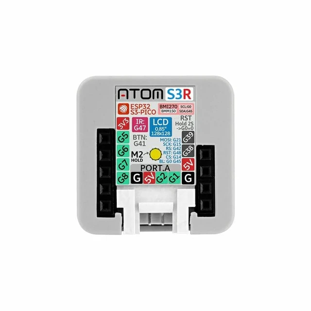 Alt view image 7 of 7 - M5Stack Official ATOMS3R Compact ESP32-S3 Dev Kit with 0.85-inch Screen, 8MB onboard Flash, and 8MB PSRAM, White (Atom S3R - C126)