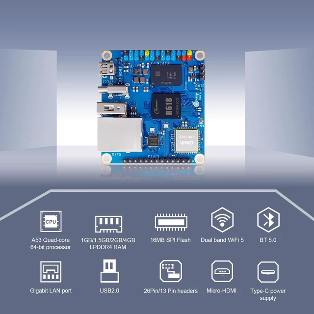 Alt view image 3 of 7 - Zero 3 1GB/1.5GB/2GB/4GB LPDDR4 Allwinner H618 4-Core 64 Bit Single Board Computer, Support WiFi 5.0/Bluetooth 5.0, Development Board Run Linux/Debian/Ubuntu/Android (4GB)