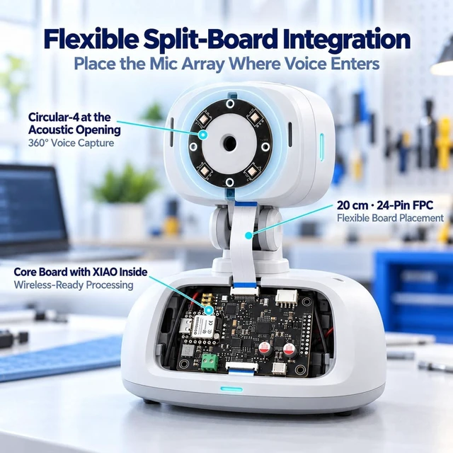 Alt view image 5 of 7 - seeed studio reSpeaker Flex XVF3800 Circular-4 with XIAO ESP32S3 | Pre-Soldered XIAO ESP32S3, 360° 4-Mic Array with AEC, Beamforming and I2S Audio for Robotics and Voice AI