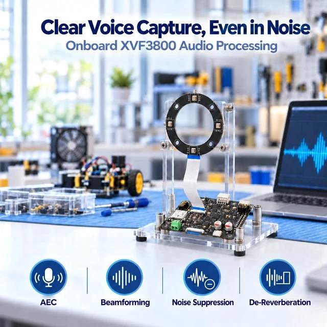 Alt view image 6 of 7 - seeed studio reSpeaker Flex XVF3800 Circular-4 with XIAO ESP32S3 | Pre-Soldered XIAO ESP32S3, 360° 4-Mic Array with AEC, Beamforming and I2S Audio for Robotics and Voice AI