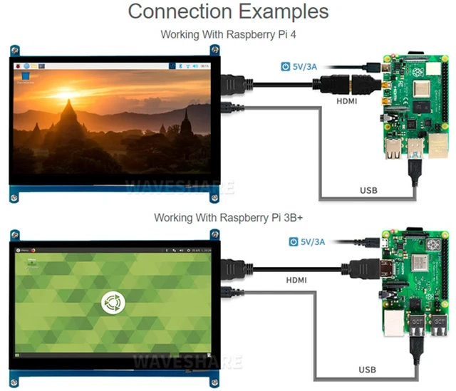 Alt view image 4 of 7 - 7inch HDMI LCD IPS Capacitive Touch Screen, 1024×600 Display Monitor | Compatible with Raspberry Pi 5/4B/3B+/3B/Pi Zero W/Zero 2W/Pico/Pico W/Pico 2/Pico 2WJetson Nano/Win10/8/7,etc.