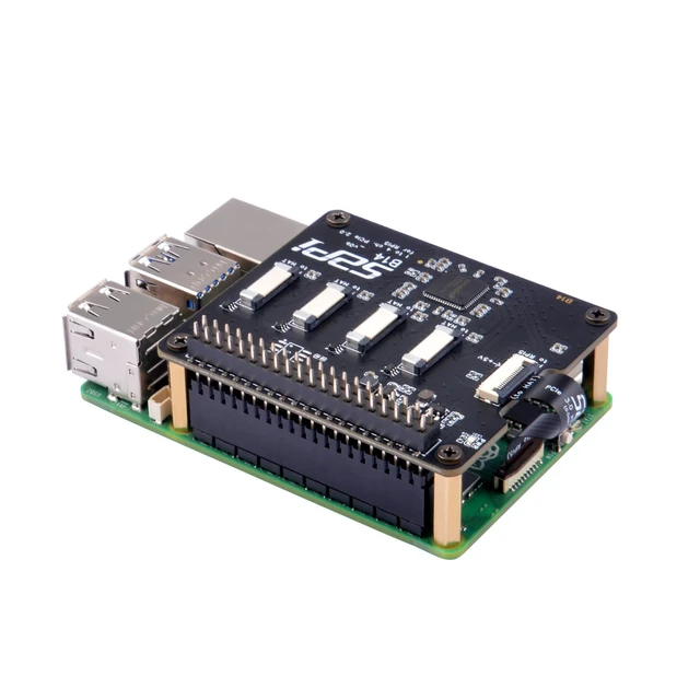 Alt view image 3 of 7 - GeeekPi Quad FPC PCIe HAT for Raspberry Pi 5, B14 HAT 1 to 4 PCIe Interface with 40Pin GPIO Pin Header for Raspberry Pi 5