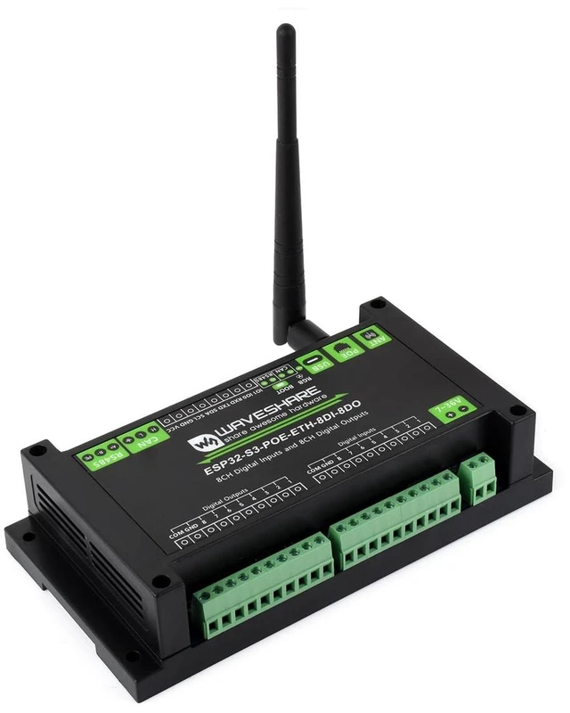 Main image of waveshare ESP32-S3 8-Ch Digital Input & Output Controller, Dual-core Processor, Built-in PoE Module, Support WiFi/Bluetooth / RS485 / CAN/ETH Port, etc. Multiple Isolation Protection Circuits