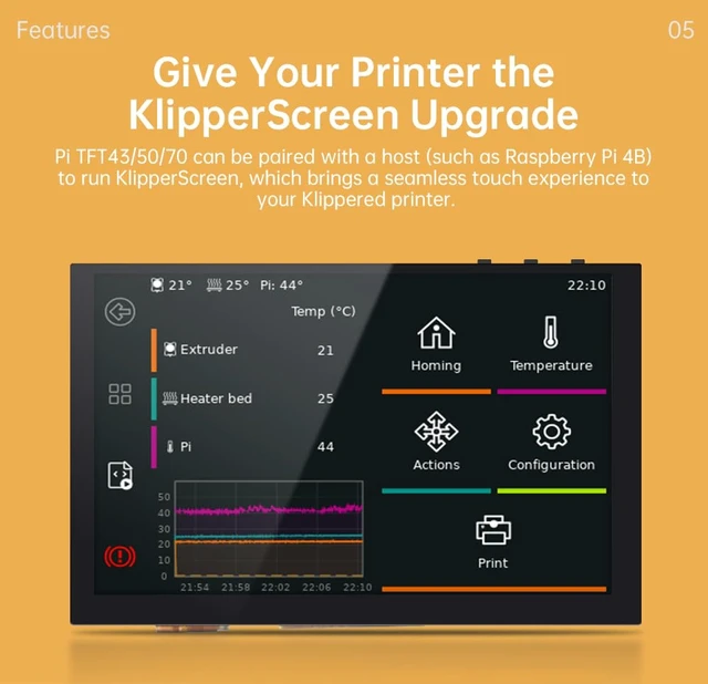Alt view image 2 of 7 - BIGTREETECH Upgrade PI TFT50 V2.1 TFT LCD Display DSI 800x480 for Raspberry Pi 4 3 2 Model B RPi 1 B B+ A A+ 3D Printer Controller (5in Capacitive Touch Screen)
