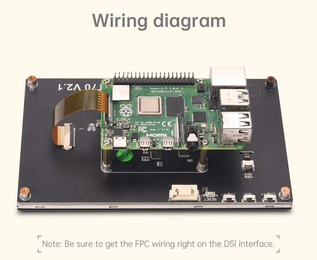 Alt view image 5 of 7 - BIGTREETECH Upgrade PI TFT50 V2.1 TFT LCD Display DSI 800x480 for Raspberry Pi 4 3 2 Model B RPi 1 B B+ A A+ 3D Printer Controller (5in Capacitive Touch Screen)