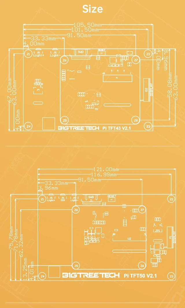 Alt view image 7 of 7 - BIGTREETECH Upgrade PI TFT50 V2.1 TFT LCD Display DSI 800x480 for Raspberry Pi 4 3 2 Model B RPi 1 B B+ A A+ 3D Printer Controller (5in Capacitive Touch Screen)