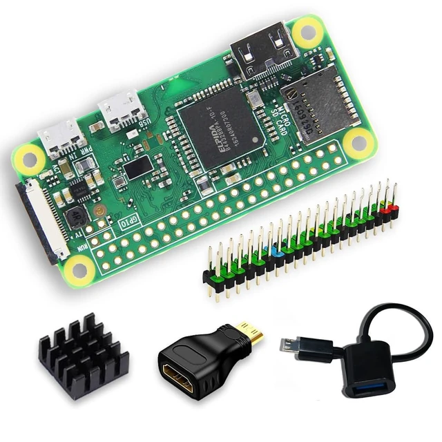 Main image of SANOOV Raspberry Pi Zero W | Aluminum Heatsink,USB OTG Cable,Mini HDMI-USB Adapter,40 Pin Header,Pi Zero W Board Included,Ideal for AI,IoT,DIY Projects